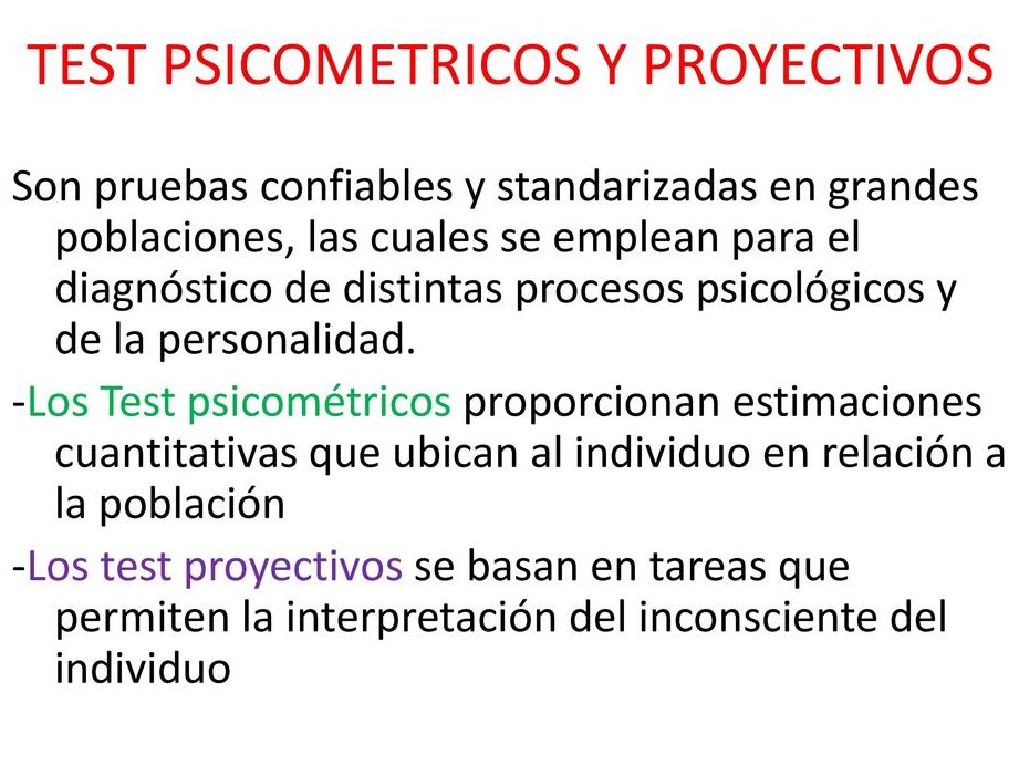 cuales son las diferencias entre los test psicometricos y proyectivos