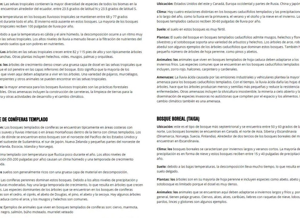 diferencias entre bosque tropical y templado comparativa de climas flora y fauna