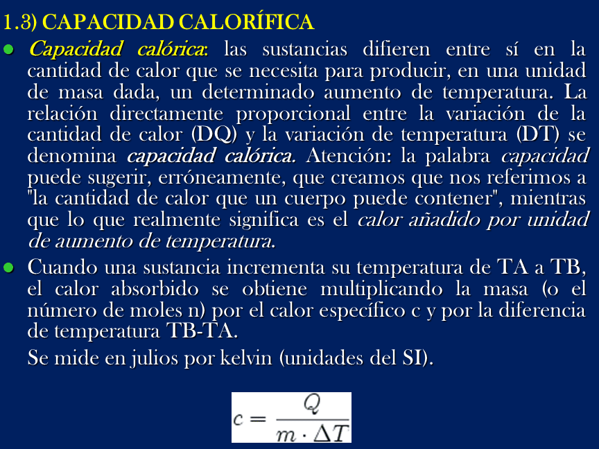 diferencias fundamentales entre calor especifico y capacidad calorifica explicacion completa